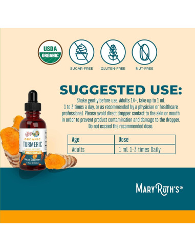 Gotas Líquidas de Cúrcuma Orgánica MaryRuth 29.57 ml