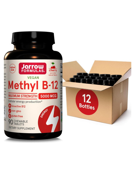 Suplemento Dietético Jarrow Formulas Methyl B-12 5000 mcg - 90 Tabletas Masticables de Cereza Suplemento Dietético Jarrow Formulas Methyl B-12 5000 mcg - 90 Tabletas Masticables de Cereza