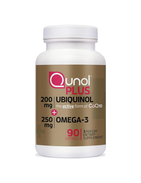 Qunol Plus Ubiquinol 200mg + Omega-3 250mg, 90 cápsulas Qunol Plus Ubiquinol 200mg + Omega-3 250mg, 90 cápsulas