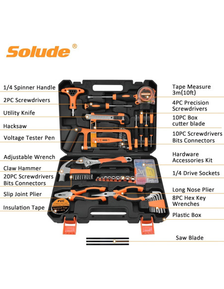 Kit de Herramientas SOLUDE 182 Piezas para el Hogar Kit de Herramientas SOLUDE 182 Piezas para el Hogar