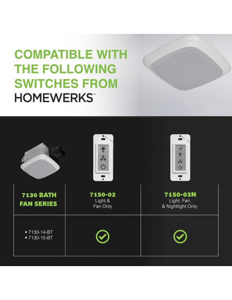 Ventilador de Baño Homewerks 110 CFM con Altavoz Bluetooth Ventilador de Baño Homewerks 110 CFM con Altavoz Bluetooth