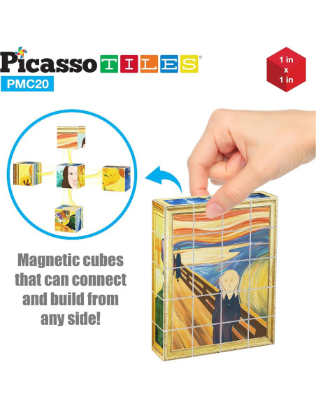 Cubos Magnéticos Educativos PicassoTiles 20pcs Arte Clásico Cubos Magnéticos Educativos PicassoTiles 20pcs Arte Clásico