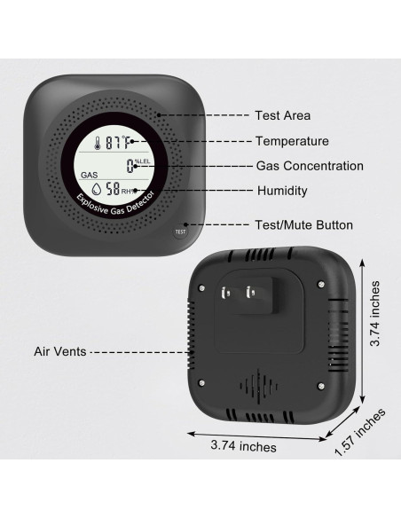 Detector de Gas Natural Leakbee Y302 Pro 3 en 1 para Hogar Detector de Gas Natural Leakbee Y302 Pro 3 en 1 para Hogar