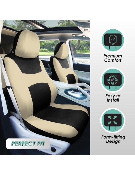 Fundas de Asiento de Coche FH Group Beige/Negro - Juego de 7 Fundas de Asiento de Coche FH Group Beige/Negro - Juego de 7