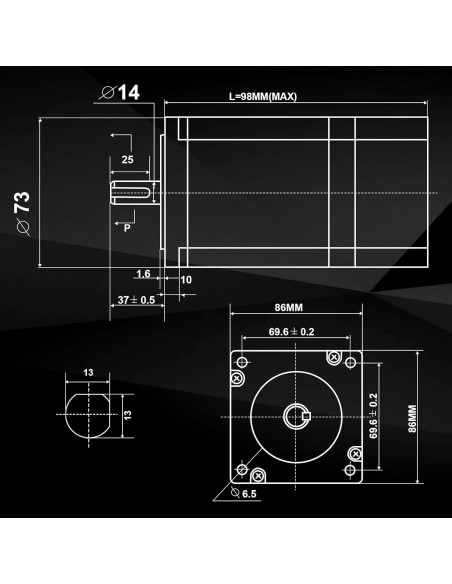 Motor Paso a Paso Nema34 CNCTOPBAOS 4A 5.6Nm 86x86x98mm Motor Paso a Paso Nema34 CNCTOPBAOS 4A 5.6Nm 86x86x98mm