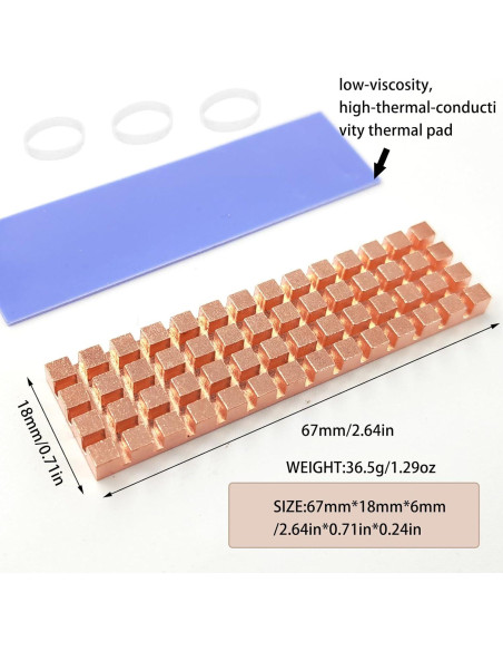 Disipador de Calor M.2 NVMe Haojiaho 67x18x6mm Cobre + Almohadilla Térmica Disipador de Calor M.2 NVMe Haojiaho 67x18x6mm Cobre + Almohadilla Térmica