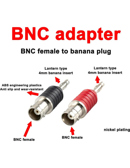 Adaptador BNC hembra a conector banana 4mm Onelinkmore - Paquete de 2 Adaptador BNC hembra a conector banana 4mm Onelinkmore - Paquete de 2
