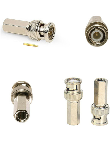 Conector BNC Macho Enroscar ENS para Coaxial RG 59 - 50 Pcs
