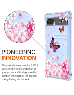 Funda de teléfono Google Pixel 6A Silicona TPU Floral Rosa 2