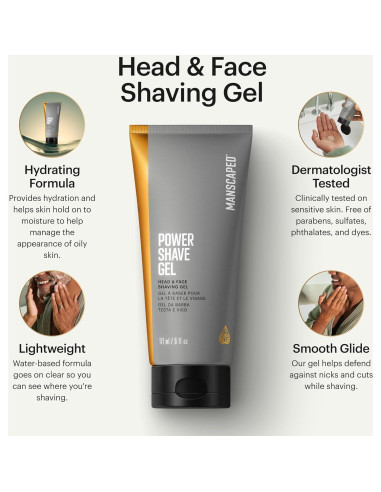 Gel de Afeitar Power MANSCAPED 177 ml - Calmante para Cara y Cabeza