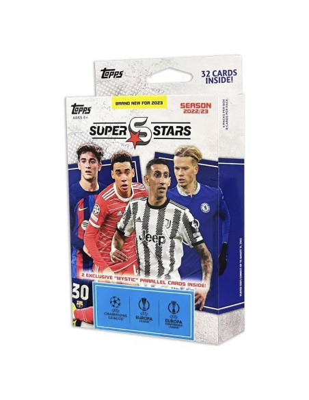 Topps UEFA Superstars 2023 Hanger Pack - 4 Paquetes de Tarjetas Topps UEFA Superstars 2023 Hanger Pack - 4 Paquetes de Tarjetas