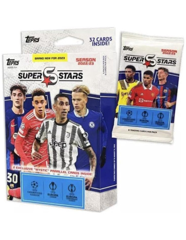 Topps UEFA Superstars 2023 Hanger Pack - 4 Paquetes de Tarjetas