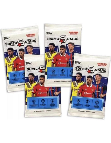 Topps UEFA Superstars 2023 Hanger Pack - 4 Paquetes de Tarjetas Topps UEFA Superstars 2023 Hanger Pack - 4 Paquetes de Tarjetas