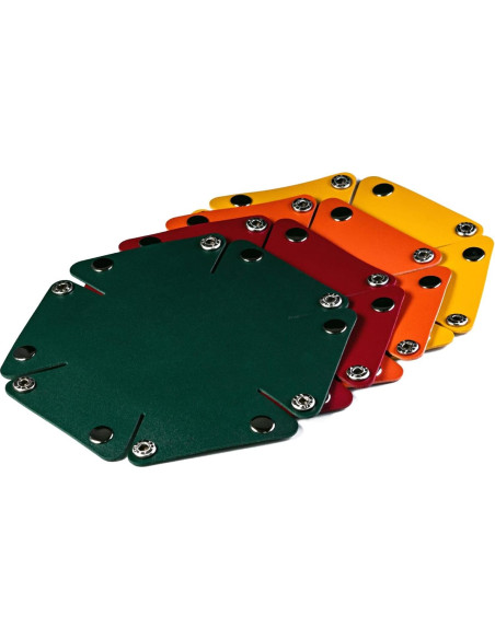 Juego de 4 Cajas de Dados de Cuero PU KSNDie - Verde, Rojo, Naranja, Amarillo Juego de 4 Cajas de Dados de Cuero PU KSNDie - Verde, Rojo, Naranja, Amarillo