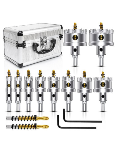 Kit de Brocas de Corona TCT ASNOMY 12 Piezas para Metal