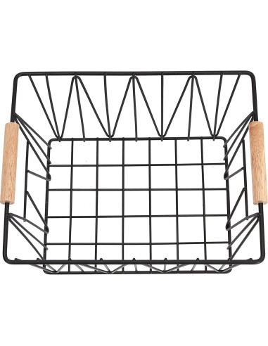 Cestas de Almacenamiento de Alambre Amazon Basics, Juego de 3, Negro