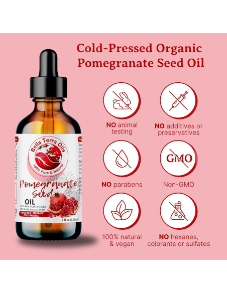 Aceite de Semilla de Granada Orgánico Bella Terra 118 ml - Antioxidantes Aceite de Semilla de Granada Orgánico Bella Terra 118 ml - Antioxidantes