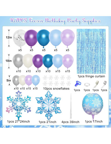 Kit de Arco de Globos Congelados 167 Piezas Ouddy Life