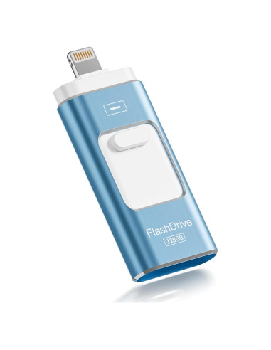 Unidad Flash 128GB ROSPE MFi para iPhone/iPad/Android - Azul
