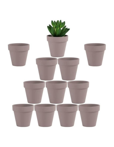 Macetas de Terracota Gris Yishang 6.35 cm con Drenaje - 12 Piezas