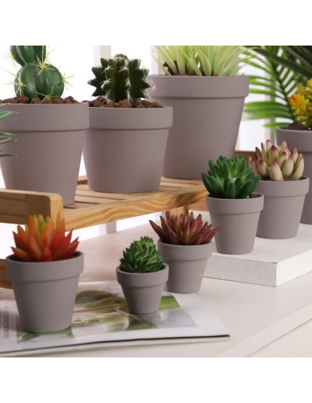 Macetas de Terracota Gris Yishang 6.35 cm con Drenaje - 12 Piezas Macetas de Terracota Gris Yishang 6.35 cm con Drenaje - 12 Piezas
