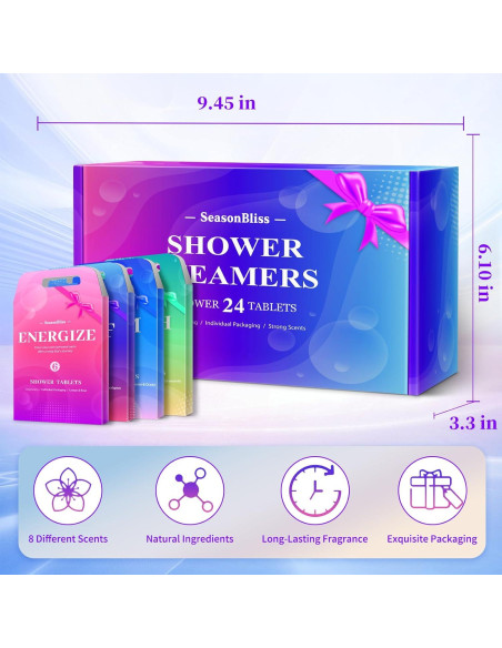 Tabletas de Ducha 24 Pack SeasonBliss - 8 Aromas Naturales Tabletas de Ducha 24 Pack SeasonBliss - 8 Aromas Naturales