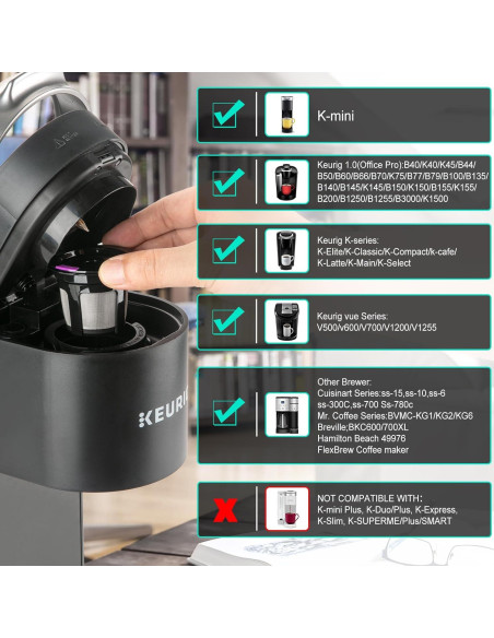 Tazas K Reutilizables Rishpahu, Paquete de 4 con Filtro de Acero Tazas K Reutilizables Rishpahu, Paquete de 4 con Filtro de Acero