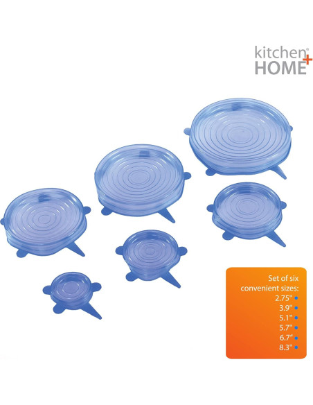 Juego de 6 Tapas de Silicona Kitchen Home - Apta para Alimentos Juego de 6 Tapas de Silicona Kitchen Home - Apta para Alimentos