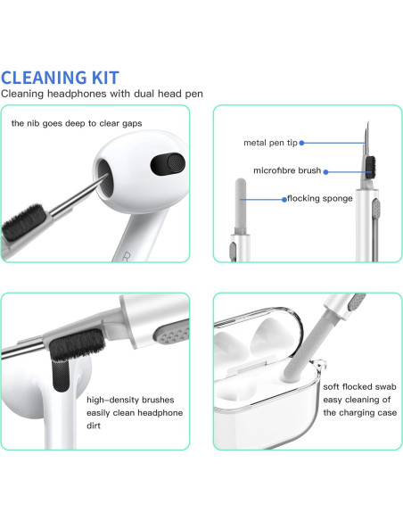 Funda TPU Clara para AirPods 4 con Kit de Limpieza y Llavero Funda TPU Clara para AirPods 4 con Kit de Limpieza y Llavero