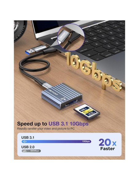 Lector de Tarjetas CFexpress Tipo A RIITOP USB 3.2 10Gbps Lector de Tarjetas CFexpress Tipo A RIITOP USB 3.2 10Gbps