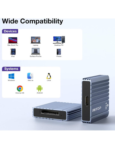 Lector de Tarjetas CFexpress Tipo A RIITOP USB 3.2 10Gbps