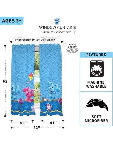 Cortinas de ventana Franco Kids 2 paneles 41x63 cm Blues Clues