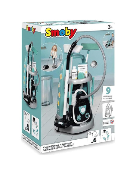 Carro de limpieza Smoby con aspiradora y 9 accesorios Carro de limpieza Smoby con aspiradora y 9 accesorios