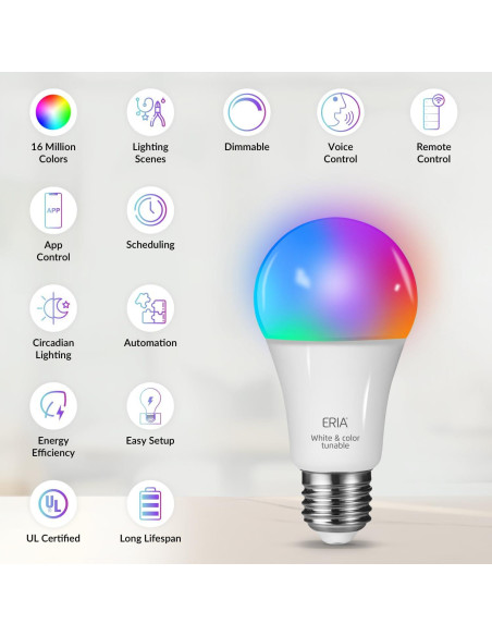 Bombilla Inteligente ERIA A19 Zigbee 800 Lúmenes 8.5W (Paquete de 2) Bombilla Inteligente ERIA A19 Zigbee 800 Lúmenes 8.5W (Paquete de 2)