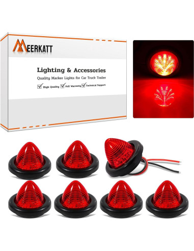 Luz LED Marcador Lateral Roja 2" Meerkatt 12V - Paquete de 7