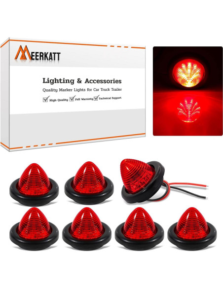 Luz LED Marcador Lateral Roja 2" Meerkatt 12V - Paquete de 7 Luz LED Marcador Lateral Roja 2" Meerkatt 12V - Paquete de 7