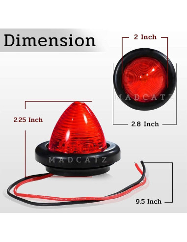 Luz LED Marcador Lateral Roja 2" Meerkatt 12V - Paquete de 7