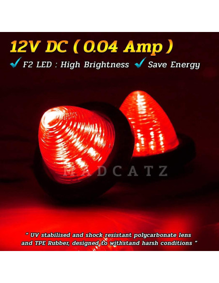Luz LED Marcador Lateral Roja 2" Meerkatt 12V - Paquete de 7 Luz LED Marcador Lateral Roja 2" Meerkatt 12V - Paquete de 7