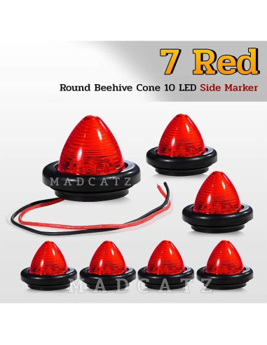 Luz LED Marcador Lateral Roja 2" Meerkatt 12V - Paquete de 7