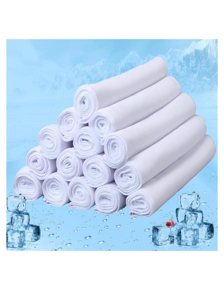 36 Toallas Enfriadoras de Poliester Mzfoo 100x30cm Blancas 36 Toallas Enfriadoras de Poliester Mzfoo 100x30cm Blancas