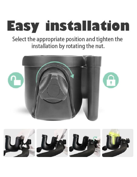 Soporte para Taza y Teléfono HoneTeek 2-en-1 para Cochecito Soporte para Taza y Teléfono HoneTeek 2-en-1 para Cochecito
