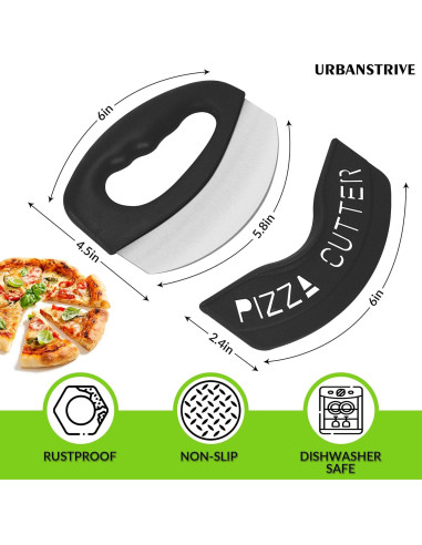 Cortador de Pizza Urbanstrive de Acero Inoxidable Negro