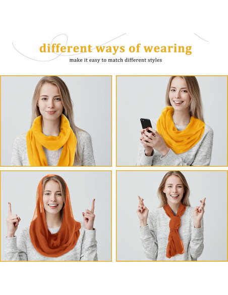 Bufandas Infinita 6 Pcs Handepo para Mujeres Color Sólido Bufandas Infinita 6 Pcs Handepo para Mujeres Color Sólido