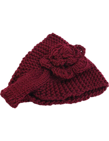 Diadema de Flores de Crochet Qianmome - 2PCS Rosa y Vino Diadema de Flores de Crochet Qianmome - 2PCS Rosa y Vino