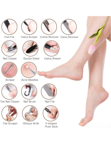 Kit de Pedicura Profesional Rosmax 36 Herramientas Acero Inoxidable