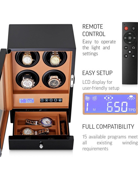 Enrollador de Reloj Automático Leader S204 con Luz LED y Control Táctil Enrollador de Reloj Automático Leader S204 con Luz LED y Control Táctil