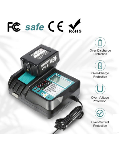 Cargador DC18RF Bslite 14.4V-18V con USB y Pantalla LCD