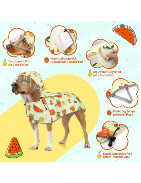 Abrigo de Lluvia Impermeable Weesiber para Perros Grandes - Frutas Amarillo Abrigo de Lluvia Impermeable Weesiber para Perros Grandes - Frutas Amarillo