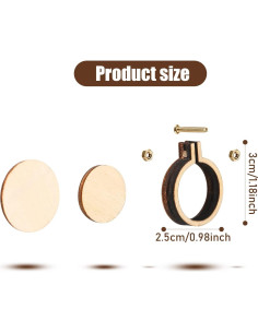 Jetec 60 Mini Aros de Bordado de Madera 3x2.5 cm Ajustables 2