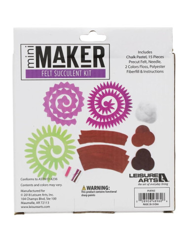 Kit de Fieltro Succulent Leisure Arts - Crea 3 Plantas